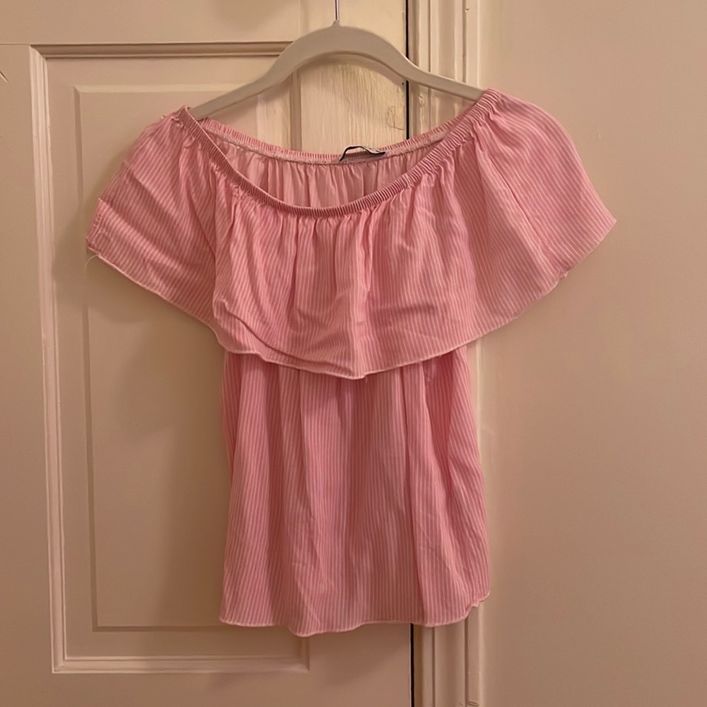 pinc premium off the shoulder pink top